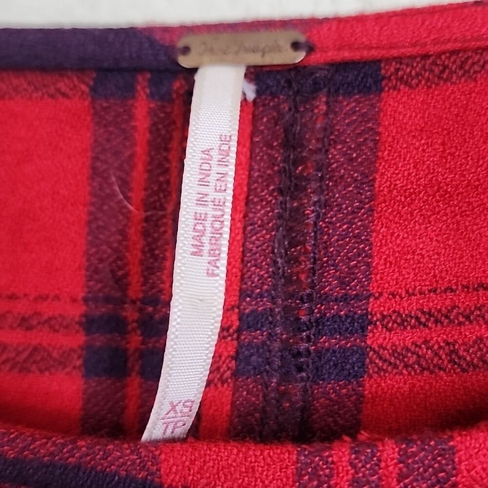 Free People Sample Red Purple Plaid Asymmetrical Dress - Picture 3 of 3
